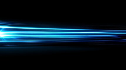 Blue light streaks on black background representing speed and motion