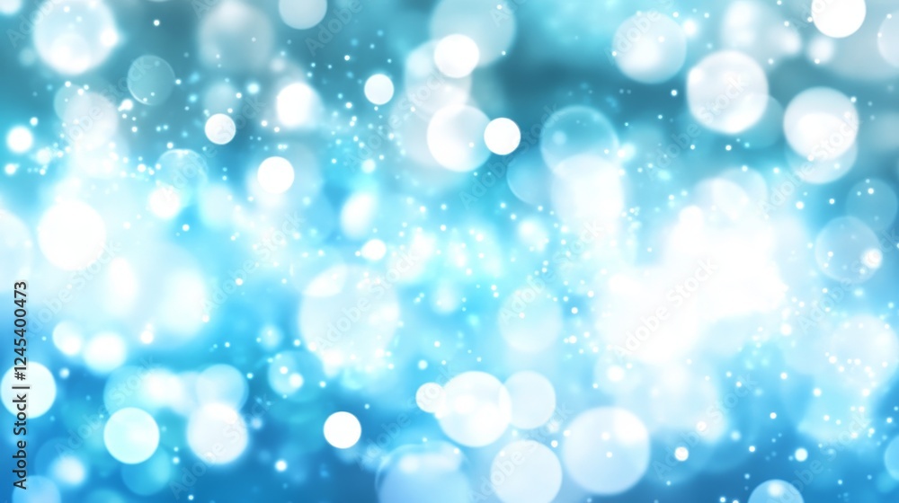 Poster blue bokeh background with sparkling light circles