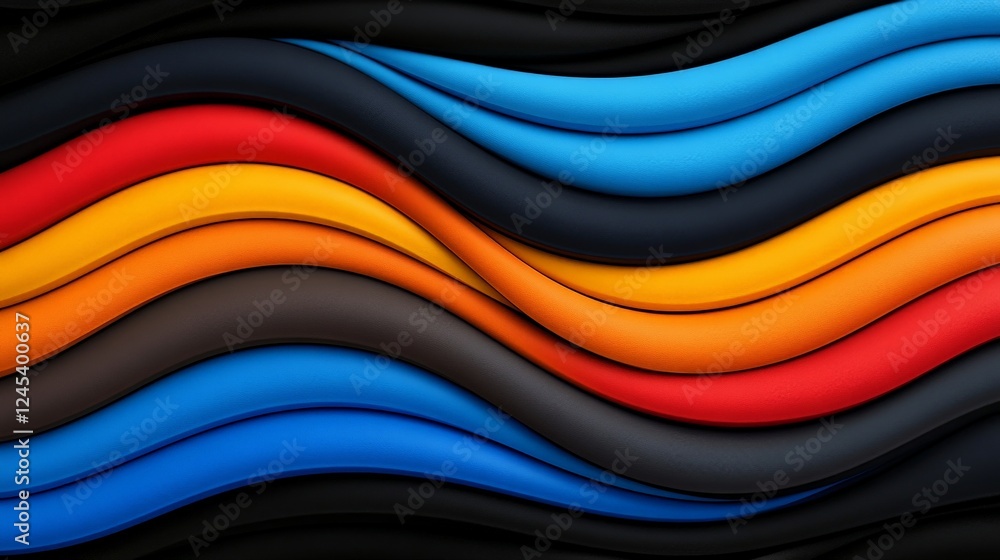 Poster vibrant wave of colors: a mesmerizing composition of flowing, multicolored waves creates a dynamic a