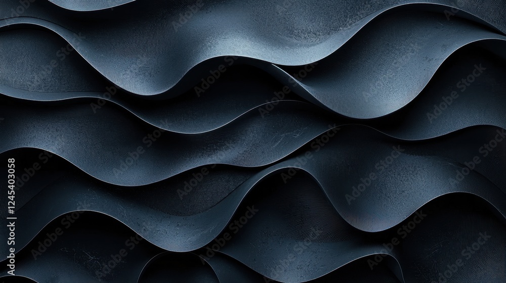 Poster abstract dark wavy texture with layered curves and depth