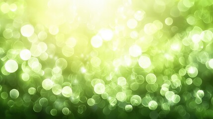 Obraz premium Bright green bokeh background with soft light and circles
