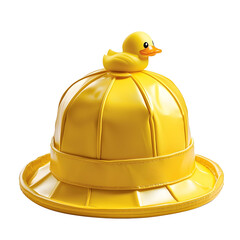 Fototapeta premium Bright Yellow Rubber Ducky Dome Bathroom Accessory on Clean White Background