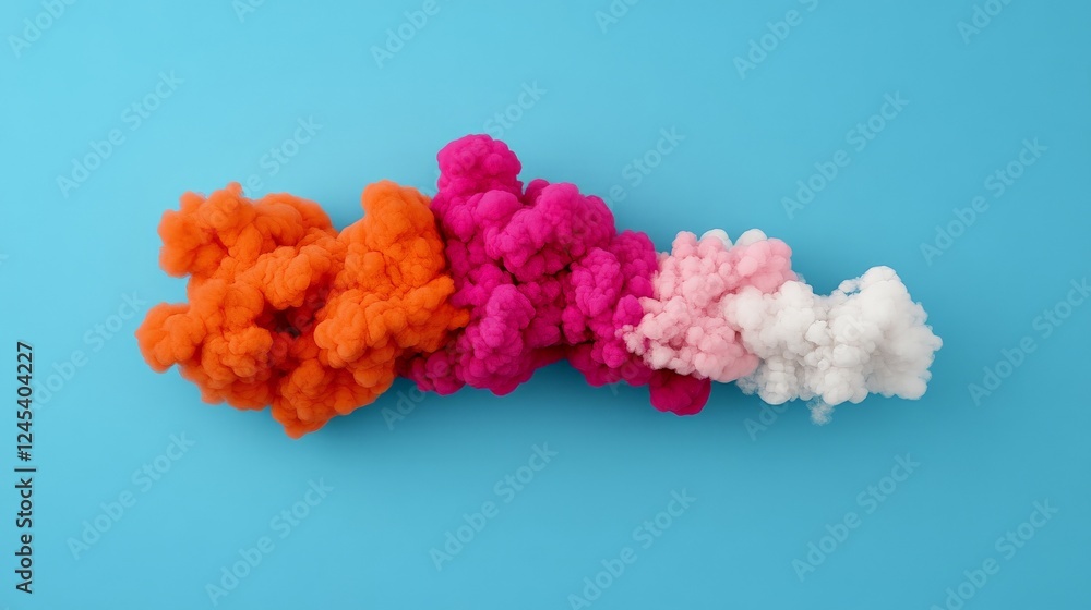 Poster vibrant fluffy texture: a captivating top-down shot reveals an array of soft, fluffy textures in a v