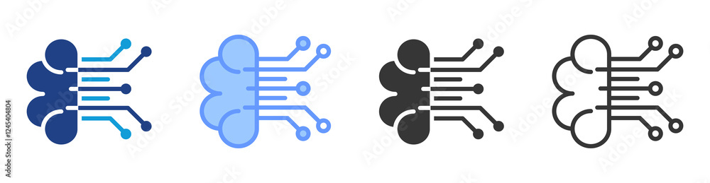 Poster Machine learning icon set multiple style collection
