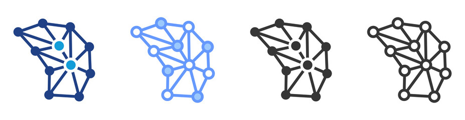 Neural network icon set multiple style collection