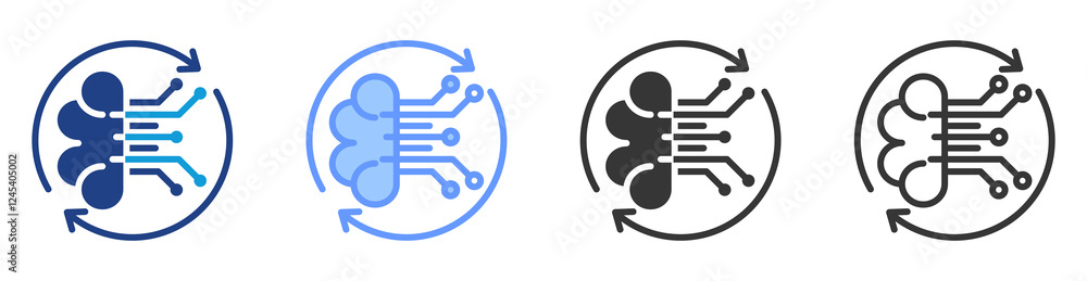 Poster Reinforcement learning icon set multiple style collection