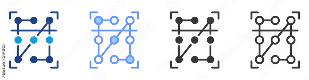 Aufkleber Pattern recognition icon set multiple style collection
