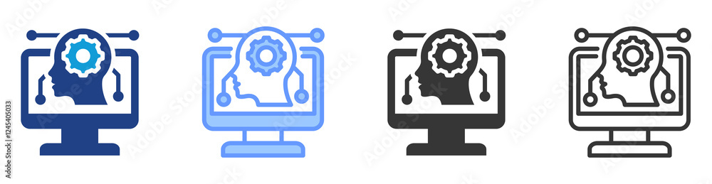 Poster Cognitive computing icon set multiple style collection
