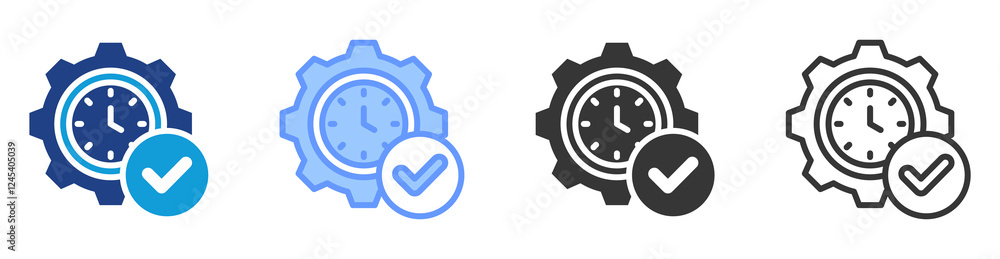 Poster Real time processing icon set multiple style collection