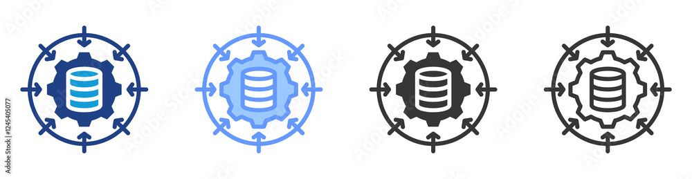 Poster Data mining icon set multiple style collection