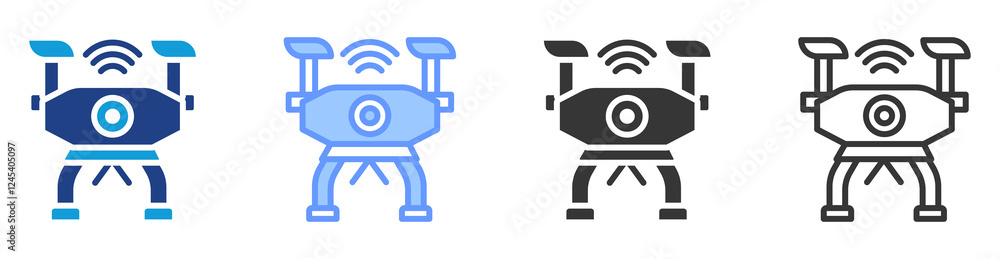 Poster Autonomous drone icon set multiple style collection