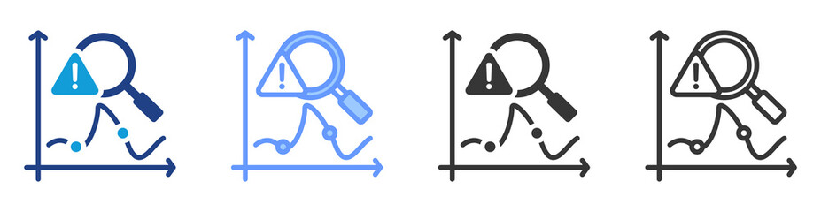 Anomaly detection icon set multiple style collection