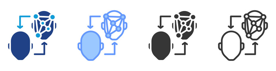 Digital twins icon set multiple style collection