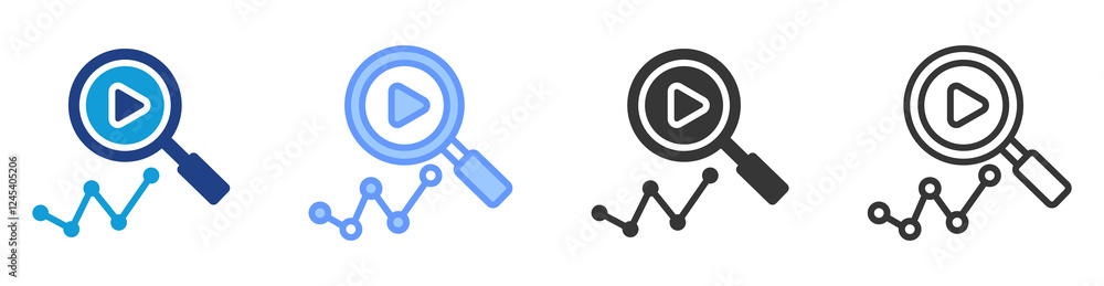 Poster Video analytics icon set multiple style collection