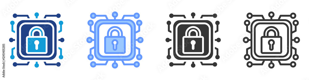 Aufkleber Cybersecurity system icon set multiple style collection