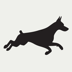 Dog Silhouette Doberman Vector Black and White