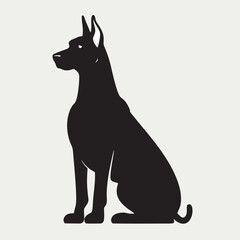 Dog Silhouette Doberman Vector Black and White