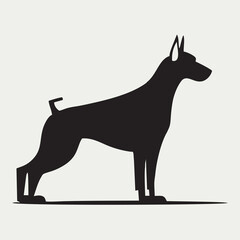Dog Silhouette Doberman Vector Black and White