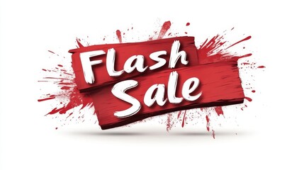 Red flash sale banner with dynamic paint splatter and bold white lettering