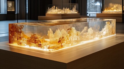 Illuminated Resin Landscape: A Captivating Display of Artistic Craftsmanship