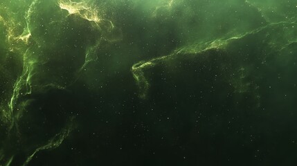 Mystical green nebula in deep space with distant stars and cosmic dust