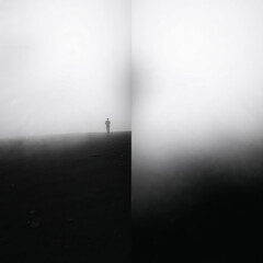 Foggy black and white landscape 