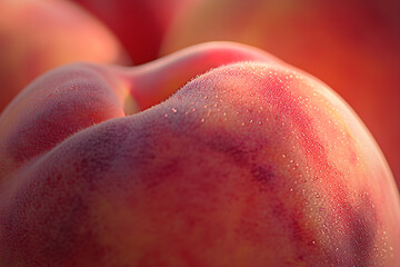 Close-Up Bountiful Peach: A Fresh and Juicy Symbol of Summertime's Abundance