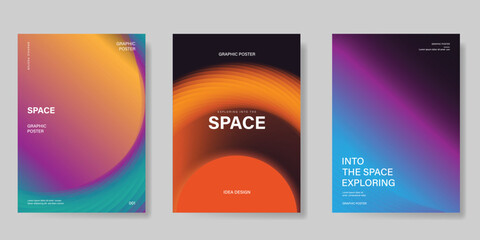 Obraz premium Planet and galaxy Space card vector set. Solar system with galaxy planets, asteroids, jupiter, saturn, mars, moon, ring line solar. Cosmic design for flyer, brochure, background, poster, cover. 