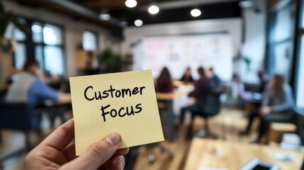 Business team meeting on customer focus with collaborative work environment