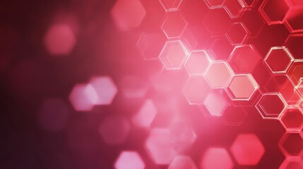 Abstract red hexagonal pattern with soft light bokeh effects