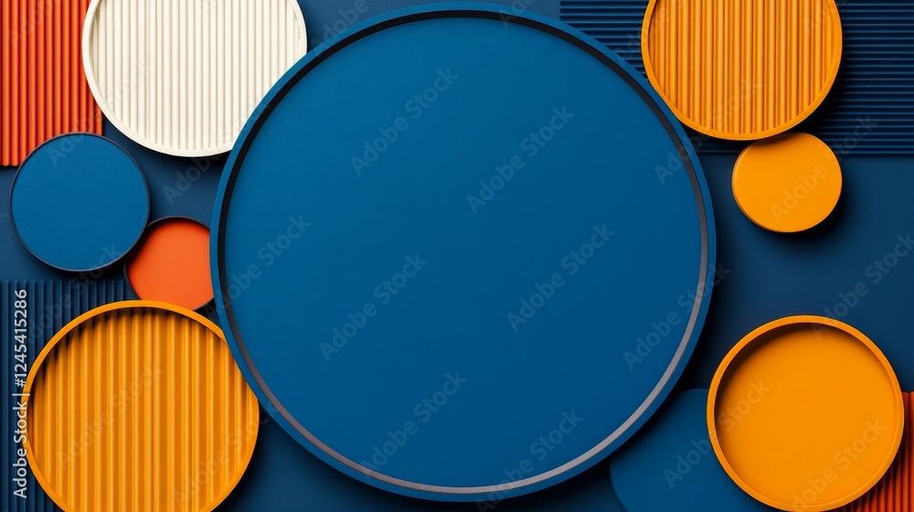 Aufkleber abstract geometric harmony: a visually captivating arrangement of geometric shapes, featuring circul