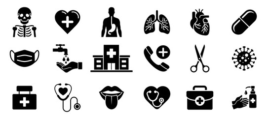 Obraz premium Medical Healthcare Icons Set Symbols Design. VECTOR. editable