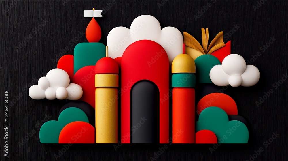 Aufkleber colorful abstract building: a visually striking, abstract composition featuring a building construct
