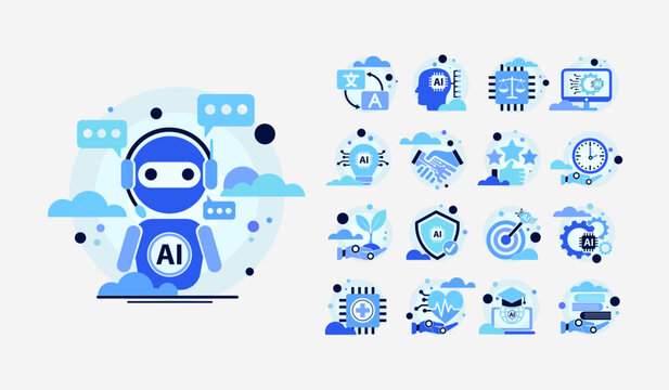 Ai generate concept.Artificial Intelligence assistant for graphic design, translate,chat bot,generate images,write code,advertising,law, customer analysis,security,healthcare,study,world environment