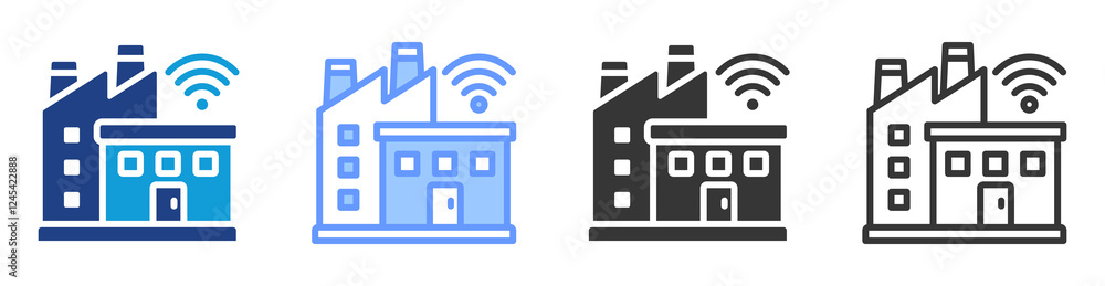 Poster Smart factory icon set multiple style collection