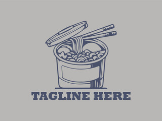 illustration of aluminum container with noodles asian food background logo vector. spicy asian noodle aluminum tray vector logo, suitable for rastauran themed logos and food logos