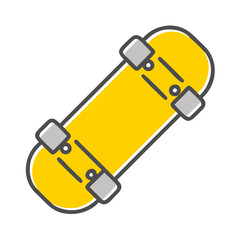 Yellow skateboard on flat surface, sport and recreation