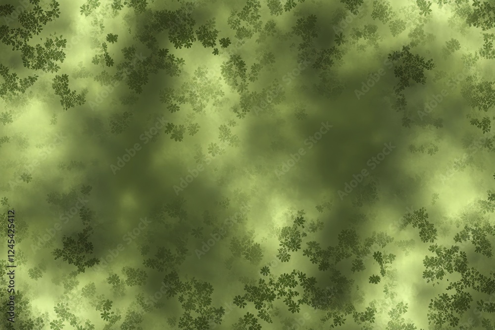 Poster lush green forest canopy with leaf patterns and sunlight filtering through