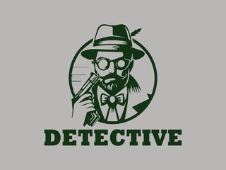 illustration spy detective vector logo isolated in background, spy detective agency vector logo
