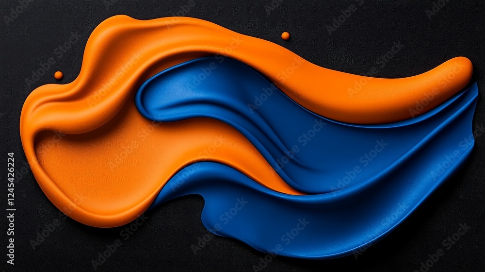 Poster abstract swirl of blue and orange: dynamic interplay of vibrant blue and orange paint creates a mesm