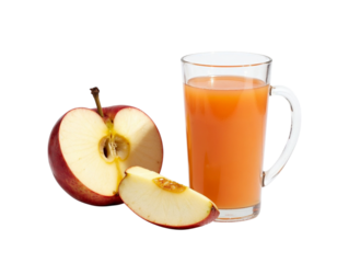 glass of juice and apple