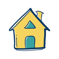 Simple yellow house illustration, cheerful design concept