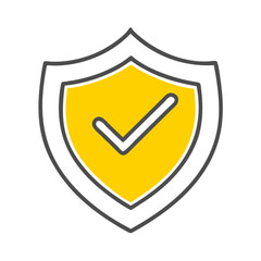 Yellow checkmark on shield icon, symbolizing security and trust