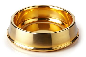 Gold Empty Pet Food Bowl, Luxury Dog Cat Dish, Isolated, Shiny, Reflective, Empty Bowl, Pet Supplies,  Premium Pet Product Photography