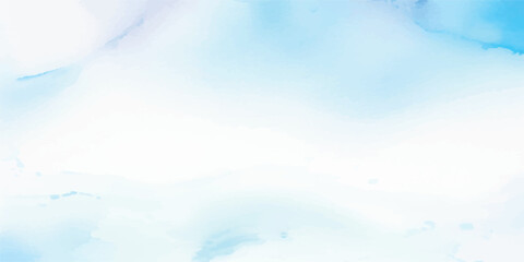 Obraz premium Light Sky Blue Aquarelle Wash Flowing Across Wet White Paper, Creating a Subtle, Textured Background with Smooth, Soft Brush Strokes that Capture the Serene and Peaceful Quality of Watercolor. 