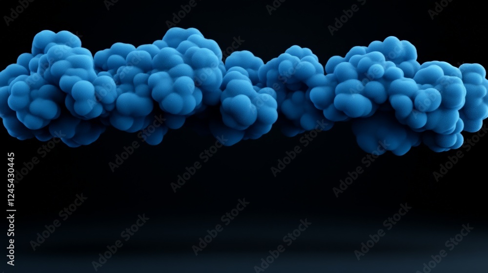Poster abstract blue shapes: a cluster of abstract blue shapes, reminiscent of organic forms or clouds, flo