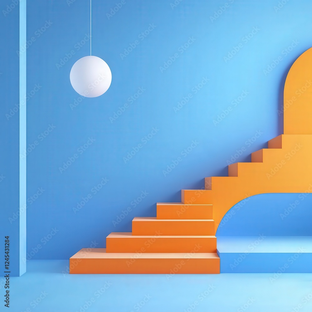 Poster a minimalist design of campaign progress visualized as ascending steps.