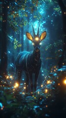 Mystical Night Forest Luminescent Deer