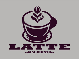 illustration of latte macchiato with caramel in a glass drawing vector for logo, coffee latte macchiato vector logo, template, restaurant menu