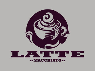 illustration of latte macchiato with caramel in a glass drawing vector for logo, coffee latte macchiato vector logo, template, restaurant menu